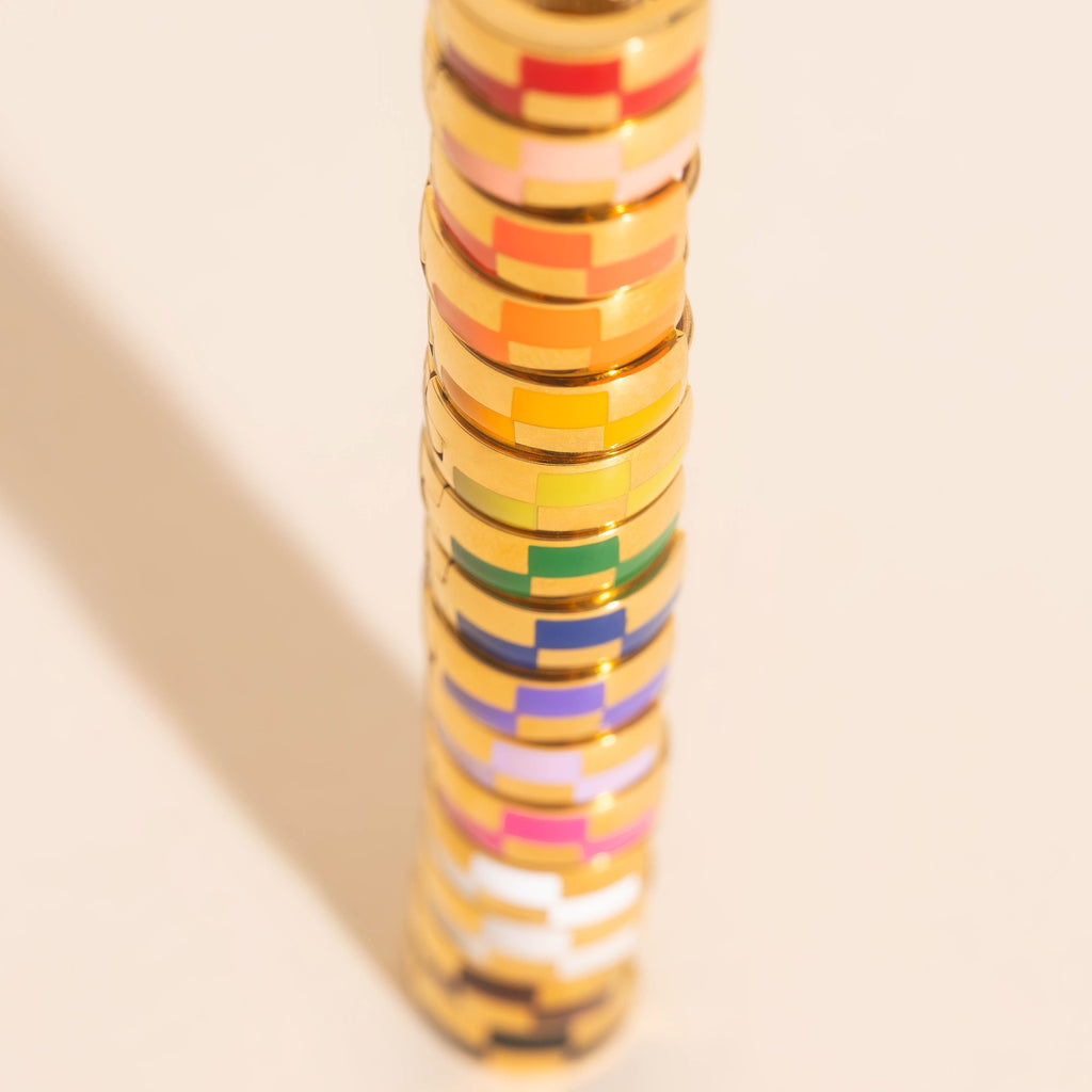 9mm Block Checkered Super Chunky Huggie Hoop Earrings