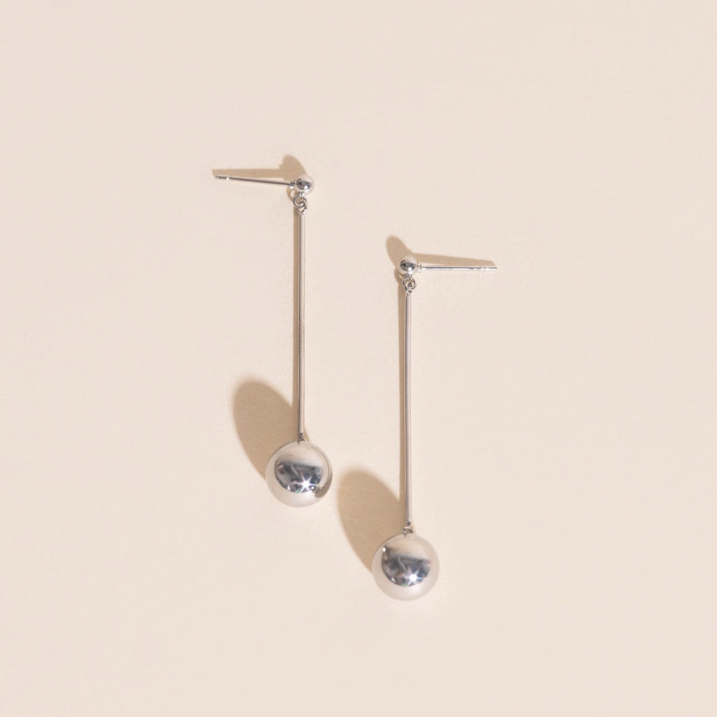 Ball Hammered Bar Stud Earrings