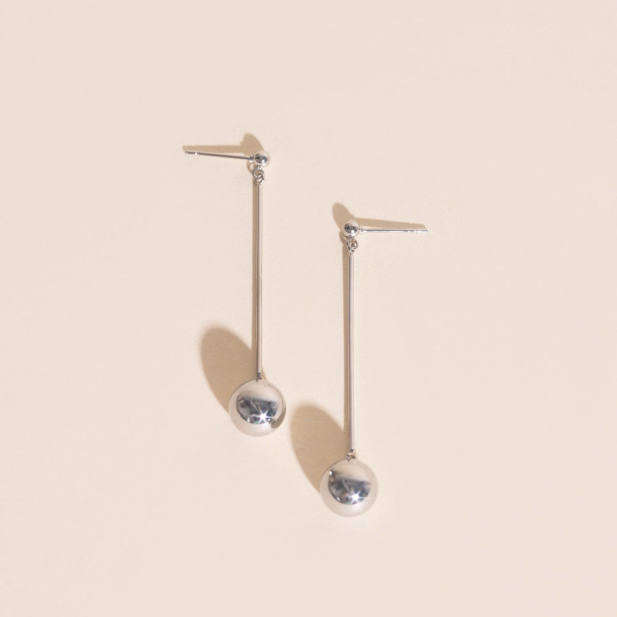 Ball Hammered Bar Stud Earrings