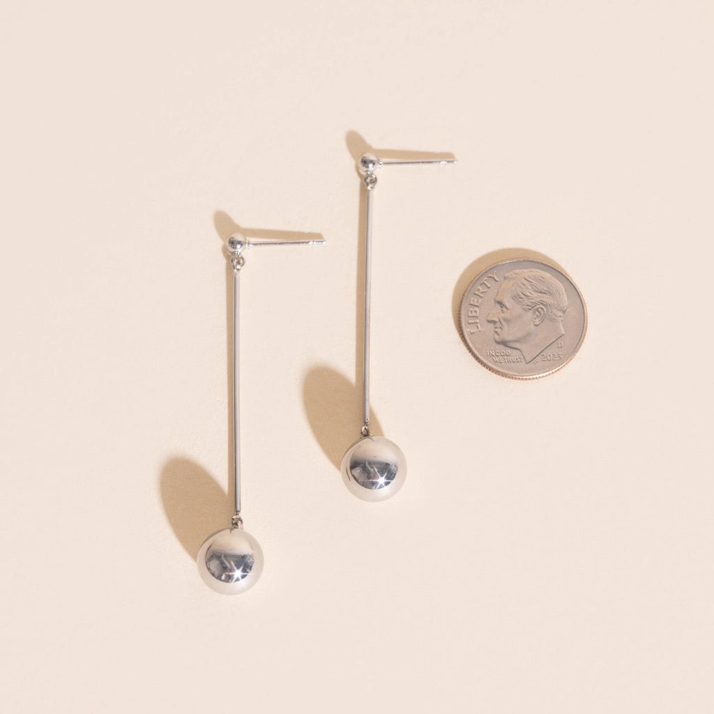 Ball Hammered Bar Stud Earrings