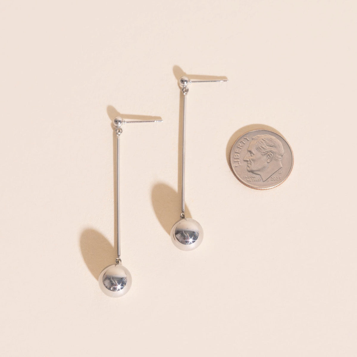 Ball Hammered Bar Stud Earrings