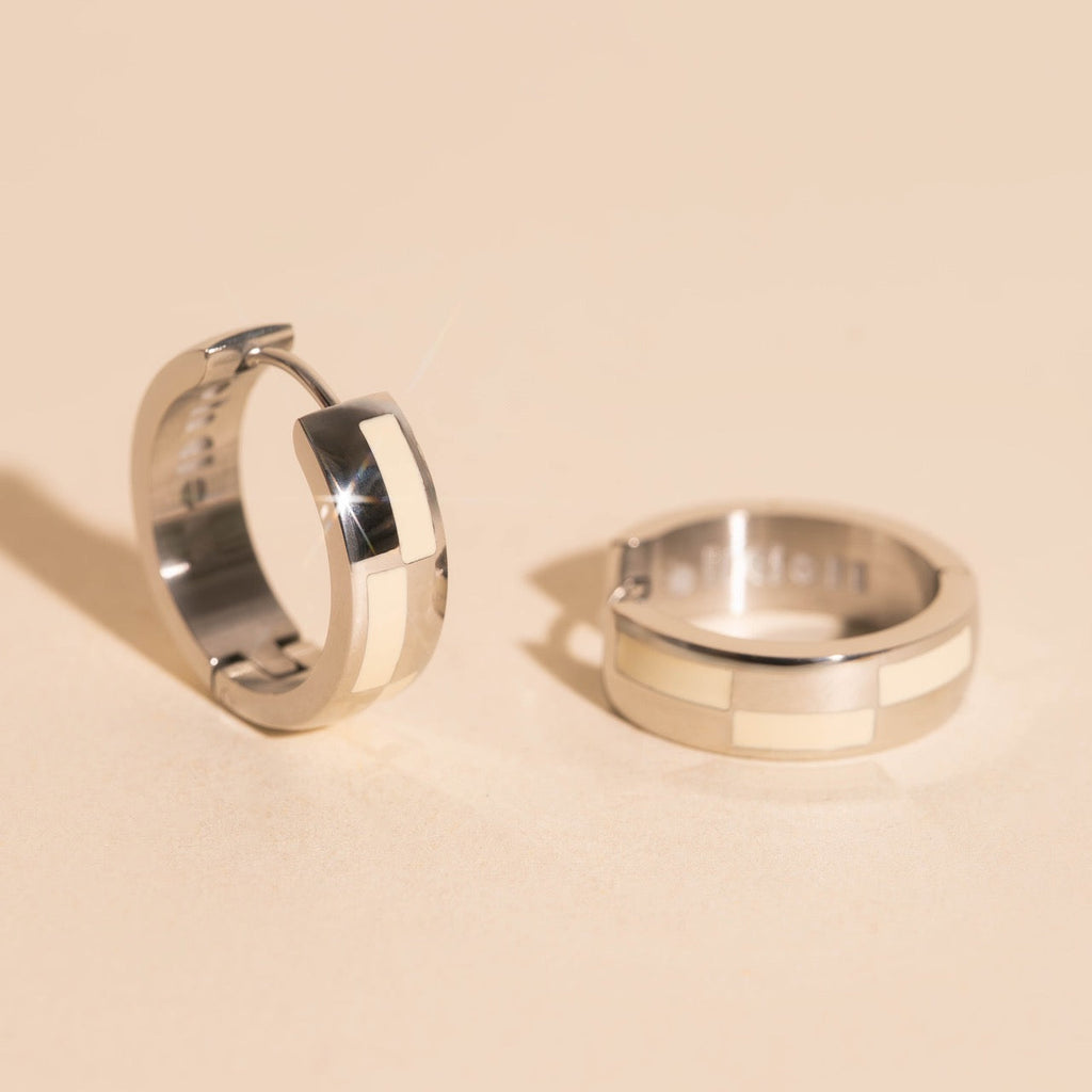 16mm Block Checkered Super Chunky Huggie Hoop Earrings
