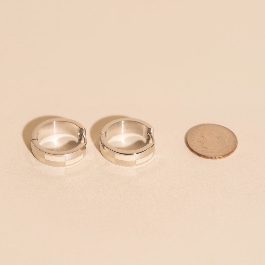 16mm Block Checkered Super Chunky Huggie Hoop Earrings