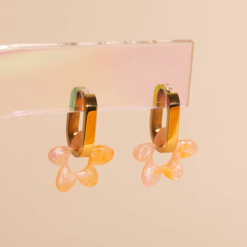 Acrylic Flower Chunky Huggie Hoop Charms