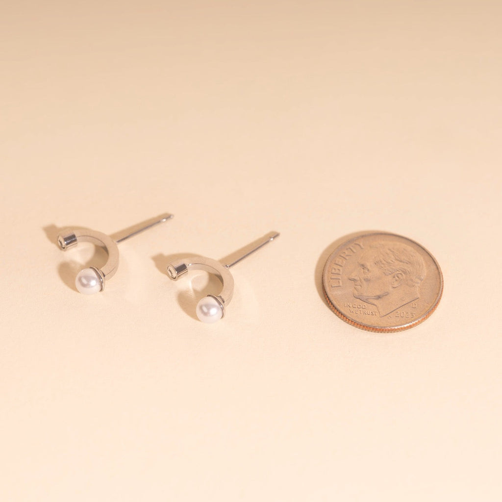 Arc and Pearl Stud Earrings