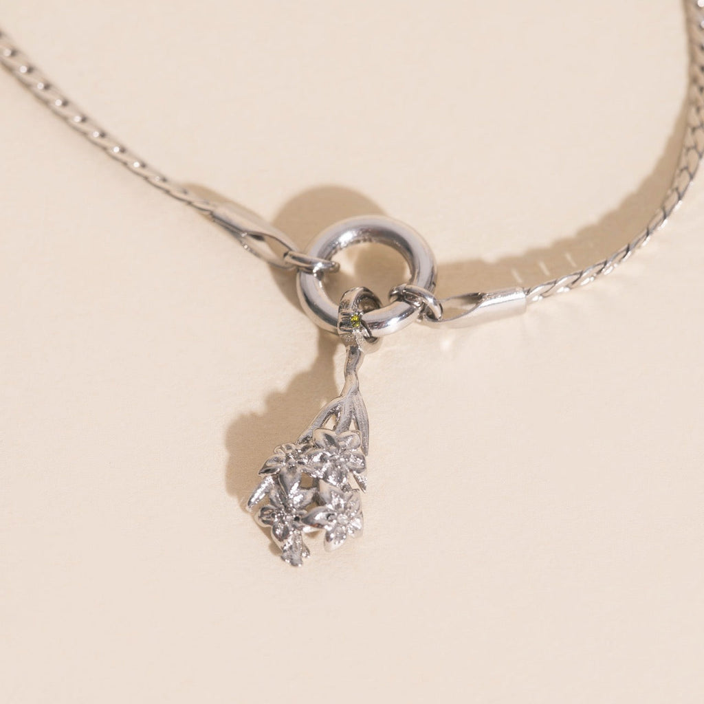 August Gladiolus Birth Flower Necklace Charm